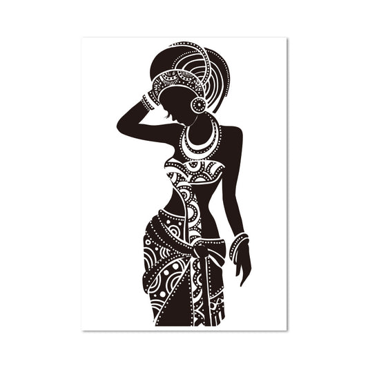 Silhouette of a woman with intricate patterns on a white background