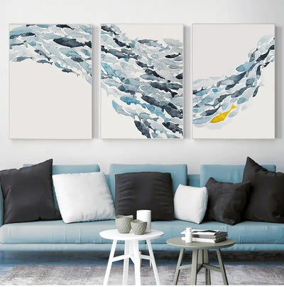 Come & See Serene Fish Canvas Trio  (No Frames)