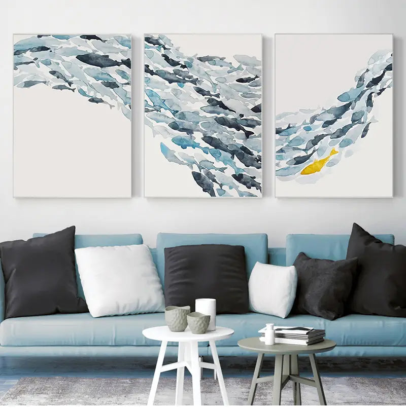 Come & See Serene Fish Canvas Trio  (No Frames)