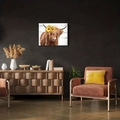 Rustic Cow & Sunflower Canvas