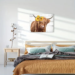 Rustic Cow & Sunflower Canvas