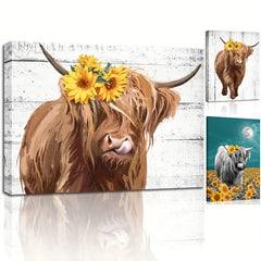 Rustic Cow & Sunflower Canvas