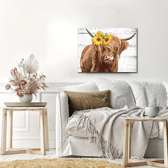 Rustic Cow & Sunflower Canvas